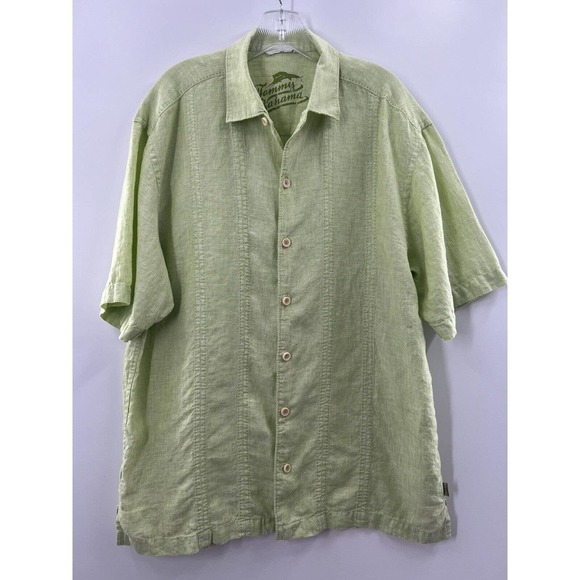 Tommy Bahama Other - Tommy Bahama Men’s Short Sleeve 100% Linen Button Down Shirt Green Size XL